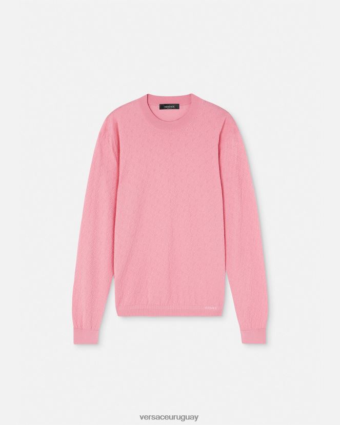 Versace suéter la greca en mezcla de seda hombres rosa ropa H88R0H1327