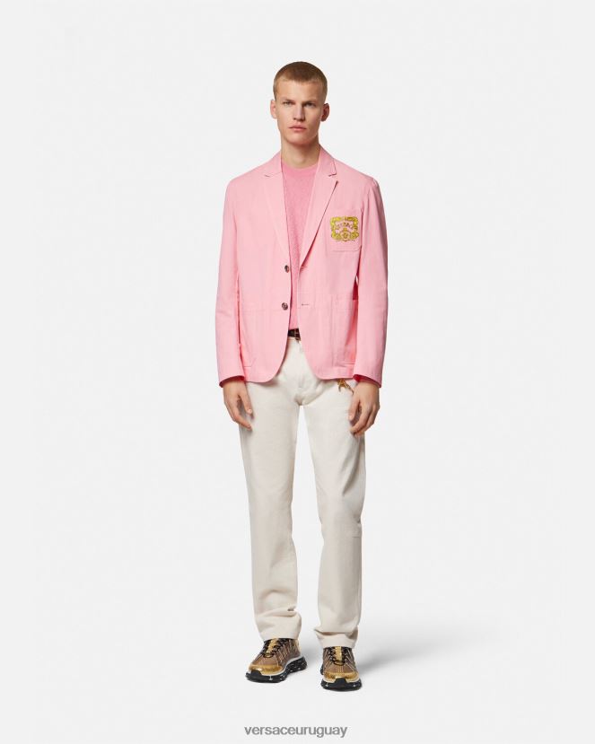 Versace suéter la greca en mezcla de seda hombres rosa ropa H88R0H1327