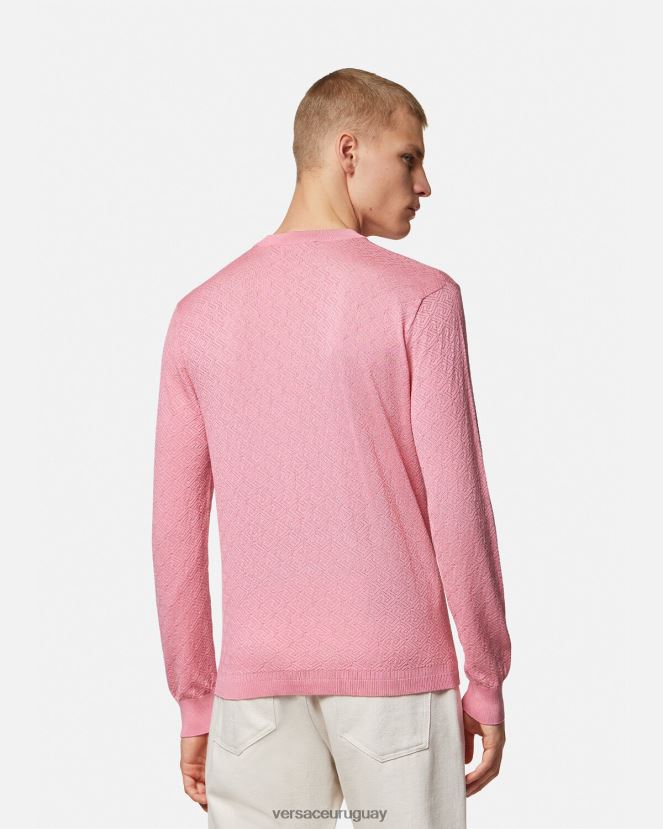 Versace suéter la greca en mezcla de seda hombres rosa ropa H88R0H1327