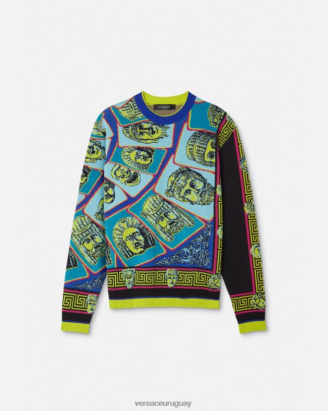 Versace suéter le maschere jacquard hombres imprimir ropa H88R0H1335