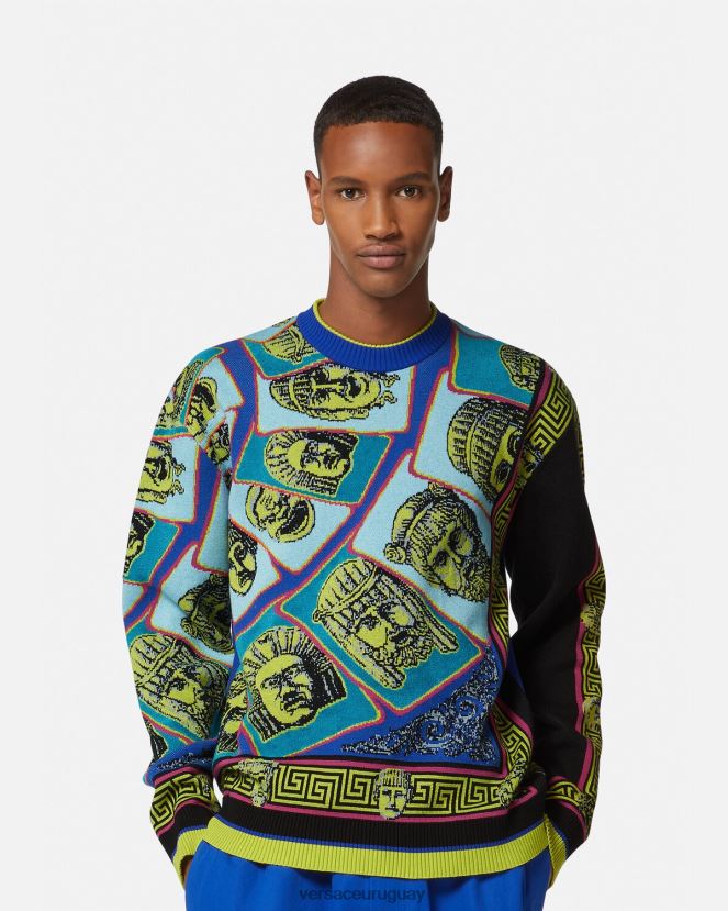 Versace suéter le maschere jacquard hombres imprimir ropa H88R0H1335