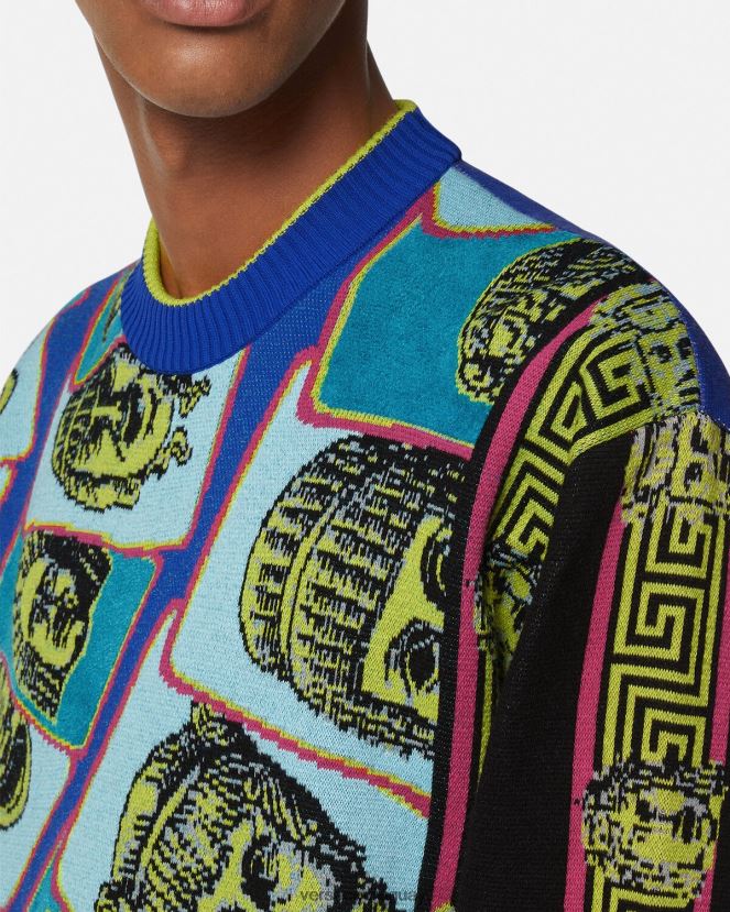 Versace suéter le maschere jacquard hombres imprimir ropa H88R0H1335