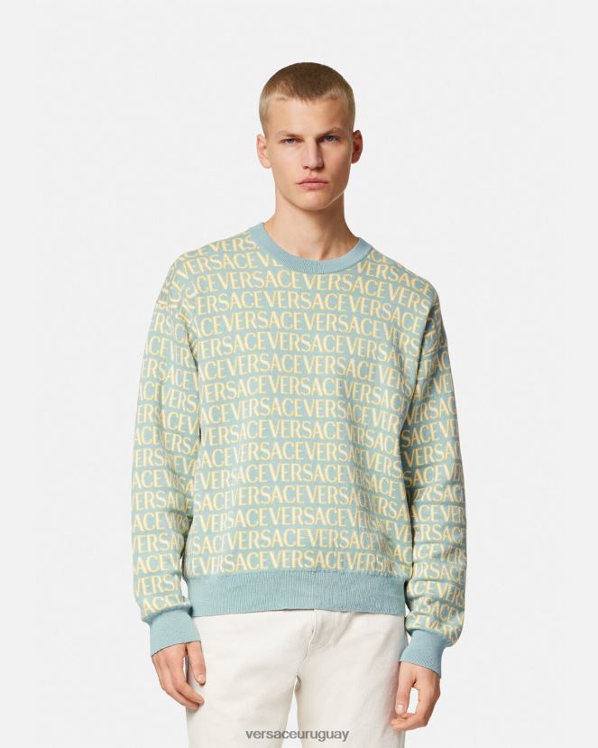 Versace suéter tejido en toda la prenda hombres imprimir ropa H88R0H1325