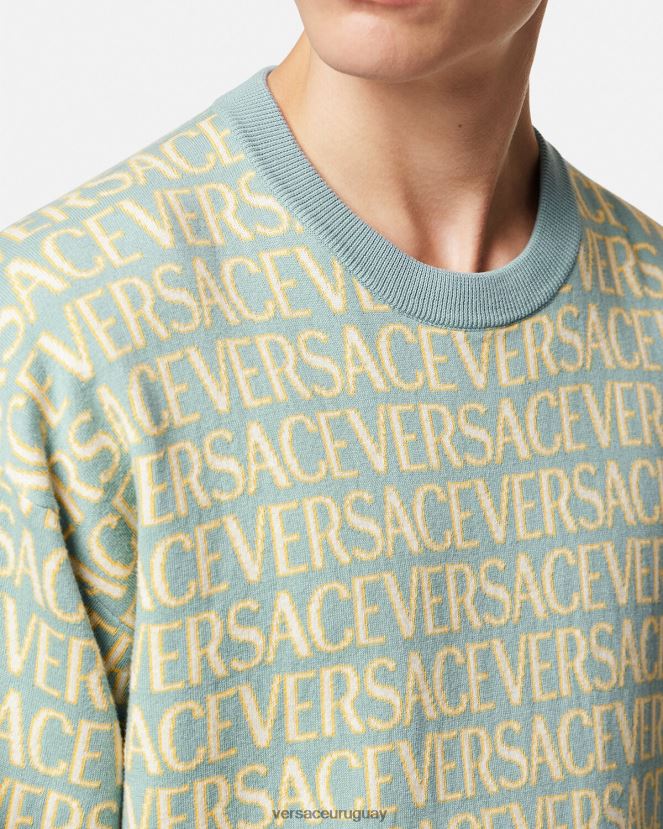 Versace suéter tejido en toda la prenda hombres imprimir ropa H88R0H1325