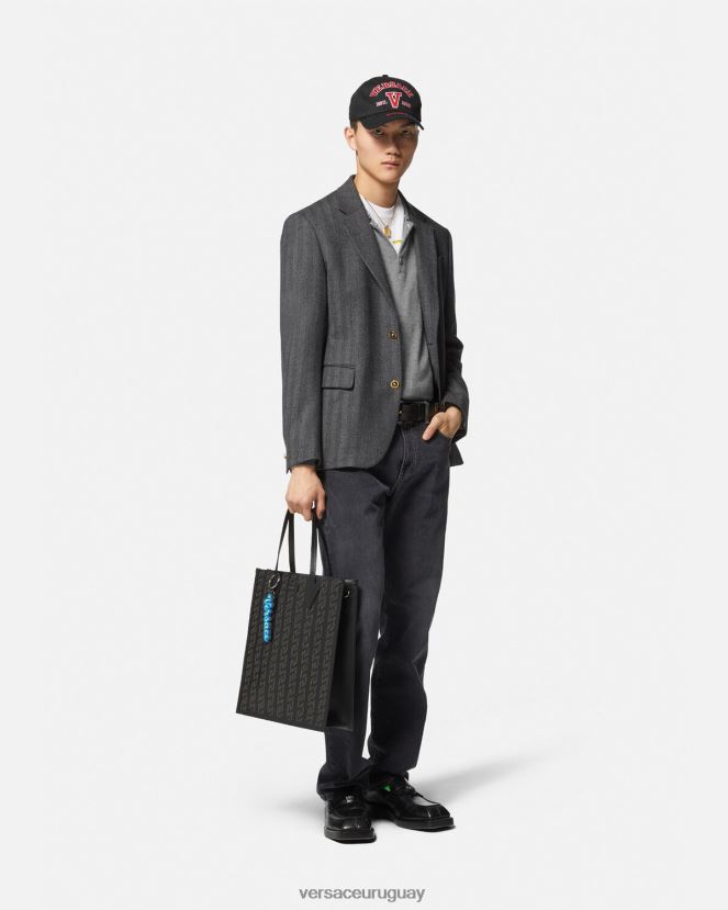 Versace suéter tipo polo con tachuelas en espiral hombres gris ropa H88R0H1348