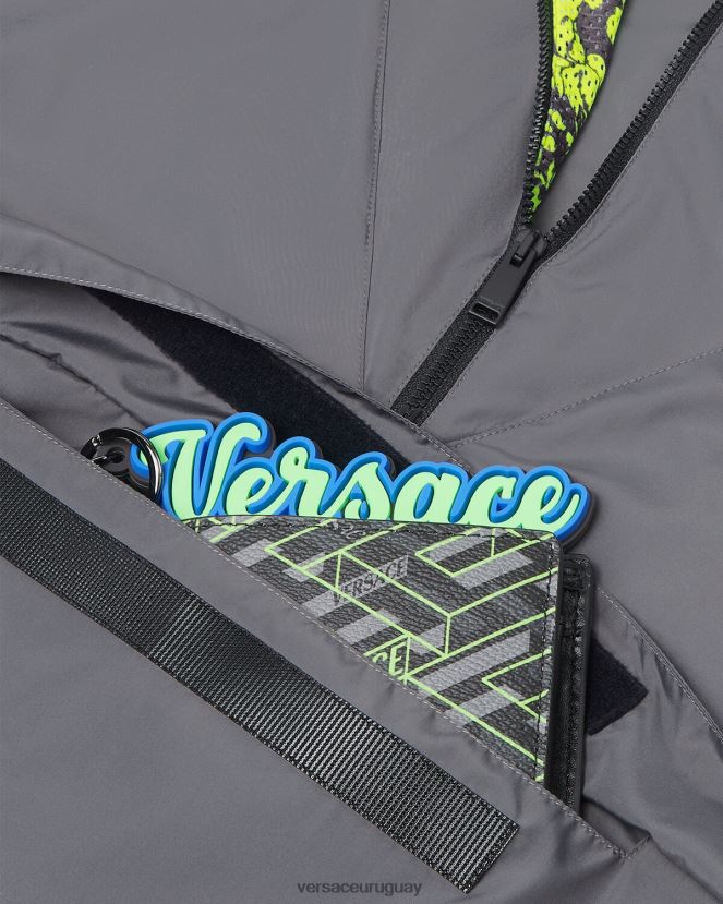 Versace chaqueta deportiva con silueta barroca hombres gris y lima ropa H88R0H1461