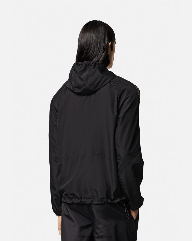 Versace chaqueta deportiva de nailon con Greca hombres negro ropa H88R0H1452