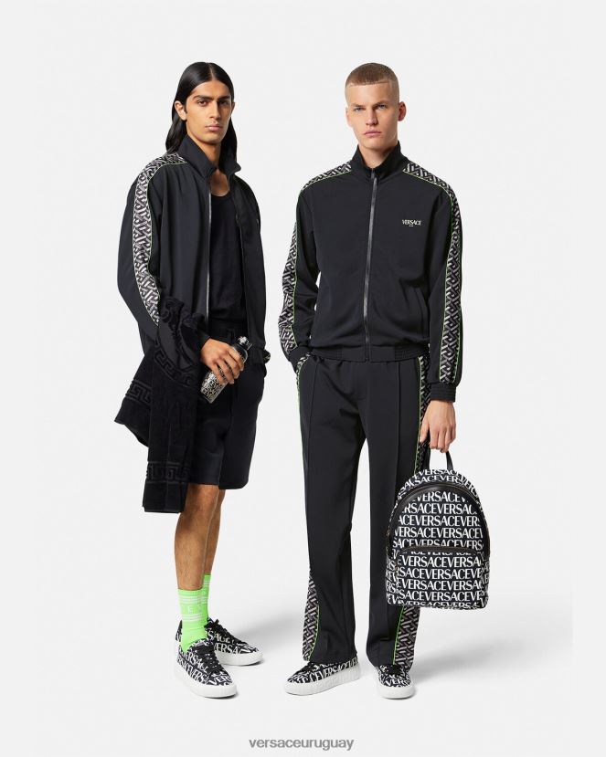 Versace chaqueta deportiva de nailon la greca hombres imprimir ropa H88R0H1458