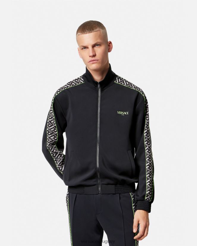 Versace chaqueta deportiva de nailon la greca hombres imprimir ropa H88R0H1458