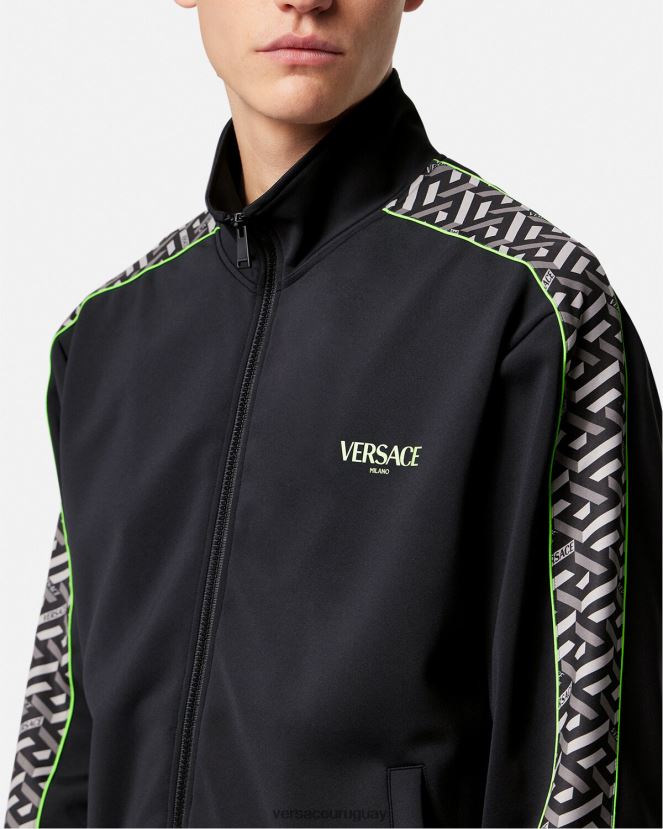 Versace chaqueta deportiva de nailon la greca hombres imprimir ropa H88R0H1458