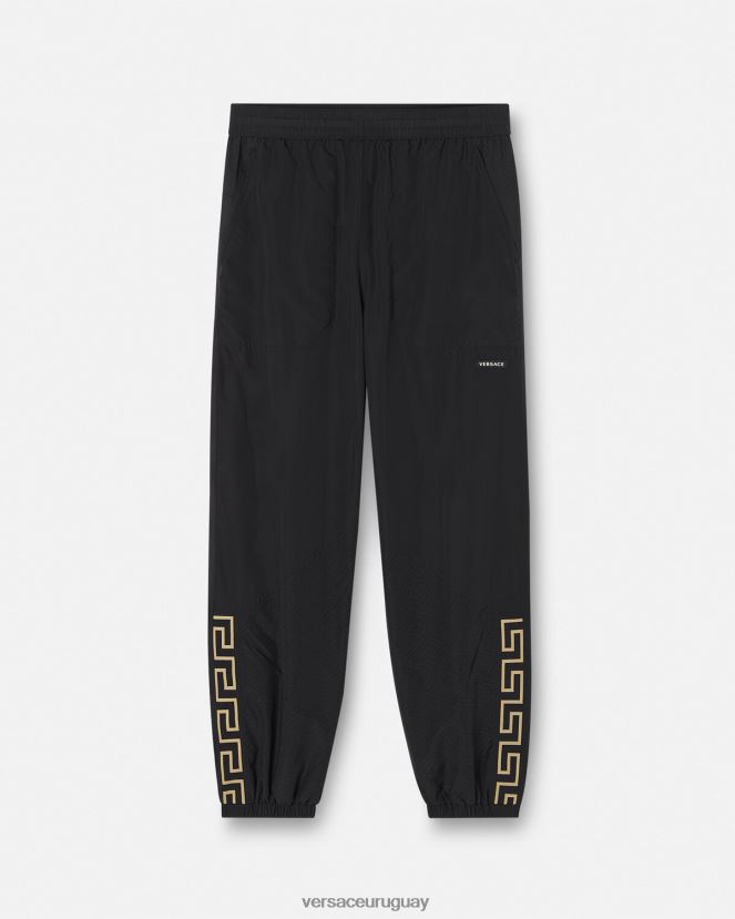 Versace pantalones deportivos con Greca de nailon hombres negro ropa H88R0H1453