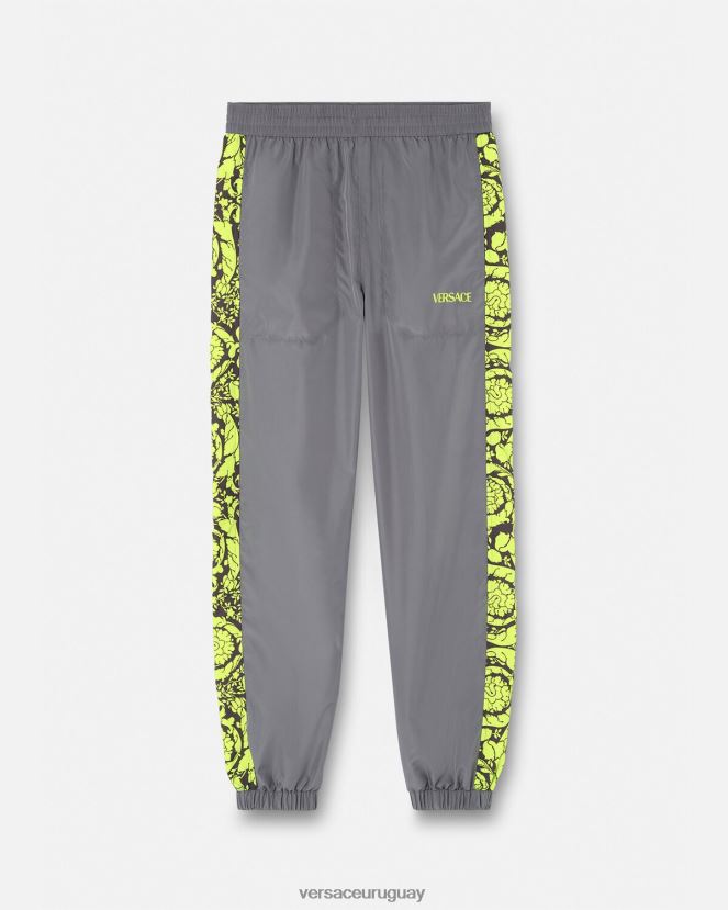 Versace pantalones deportivos con silueta barroca hombres gris y lima ropa H88R0H1460