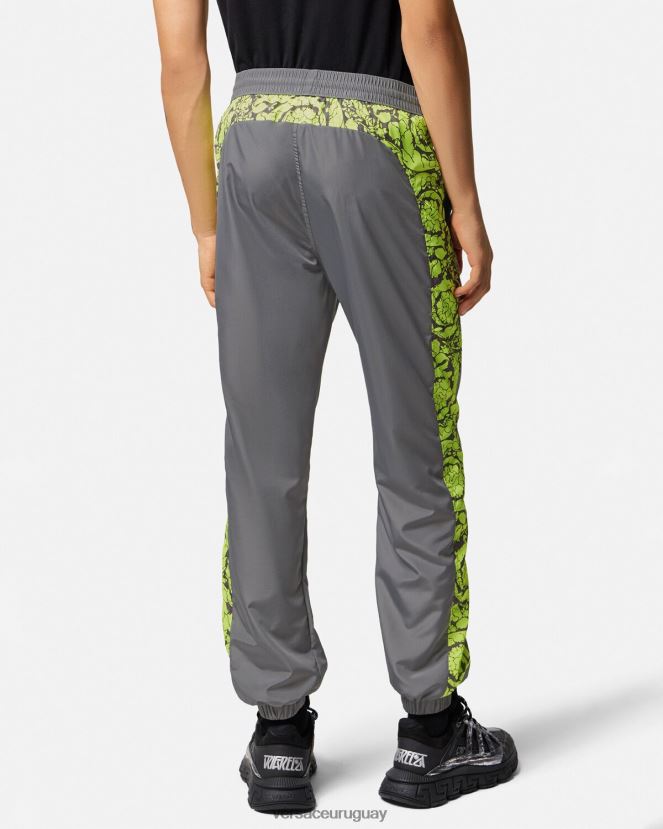Versace pantalones deportivos con silueta barroca hombres gris y lima ropa H88R0H1460