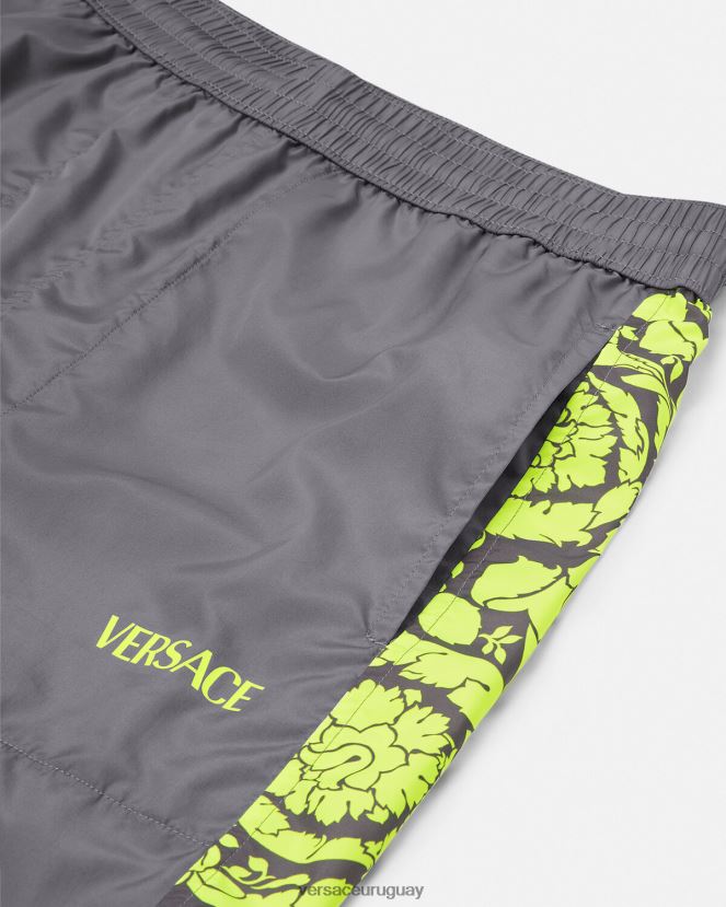 Versace pantalones deportivos con silueta barroca hombres gris y lima ropa H88R0H1460