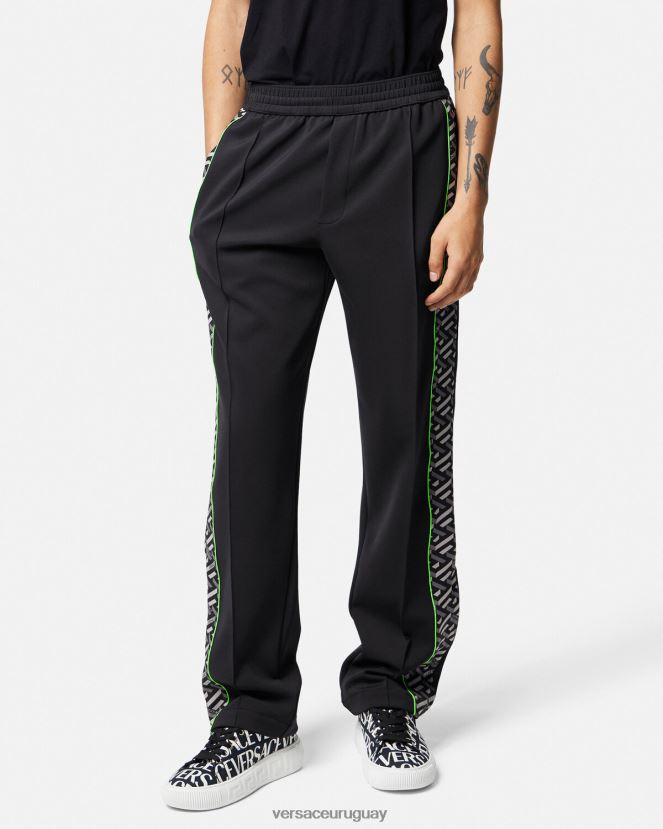 Versace pantalones deportivos de nailon con la greca hombres imprimir ropa H88R0H1457