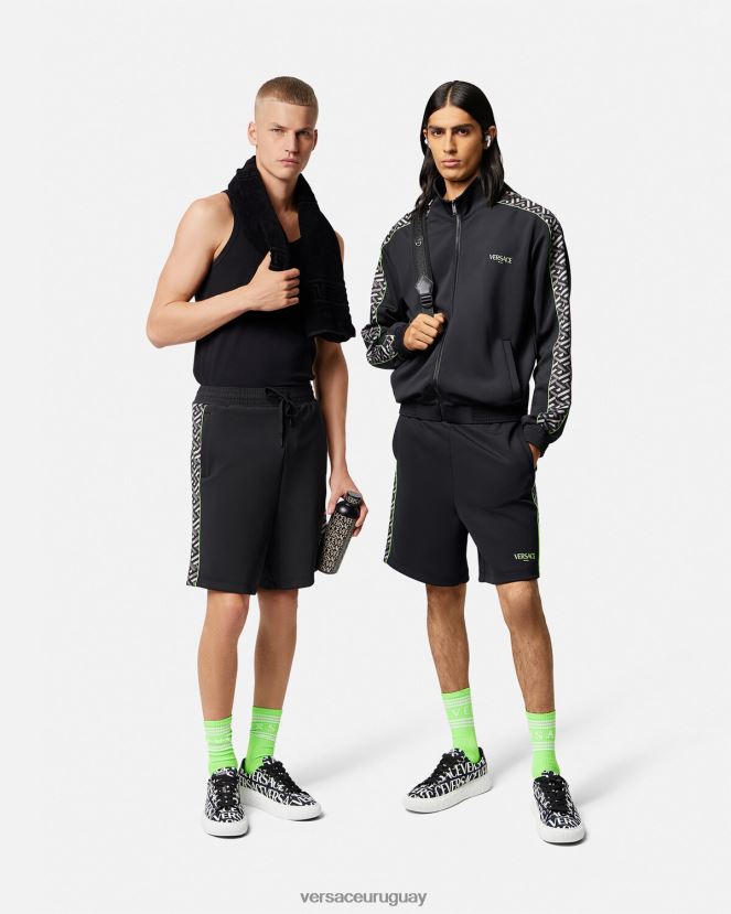 Versace shorts deportivos de nailon con la greca hombres imprimir ropa H88R0H1459