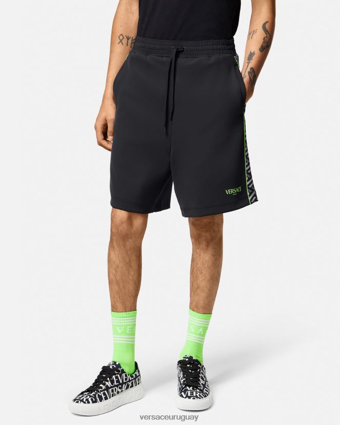 Versace shorts deportivos de nailon con la greca hombres imprimir ropa H88R0H1459