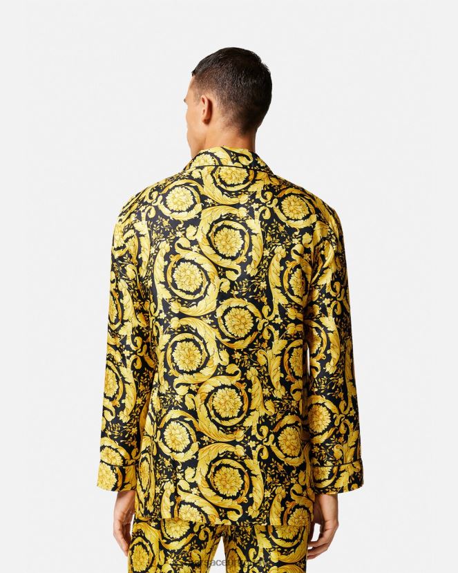 Versace camisa de pijama de seda con estampado barroco hombres imprimir ropa interior y ropa de playa H88R0H1735