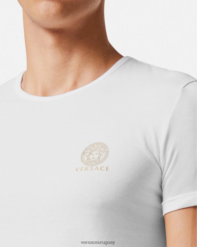 Versace camiseta medusa hombres blanco ropa interior y ropa de playa H88R0H1733