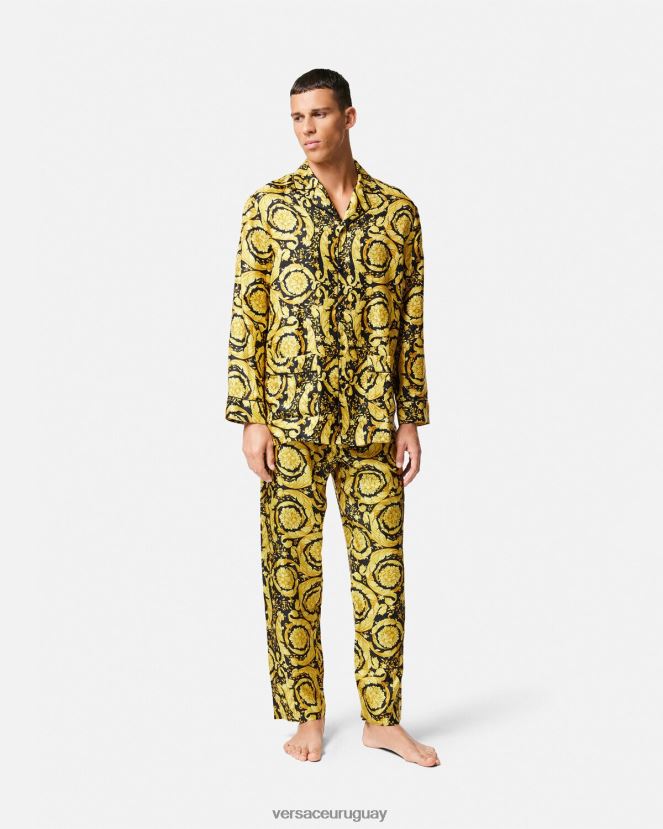 Versace pantalones de pijama de seda con estampado barroco hombres imprimir ropa interior y ropa de playa H88R0H1736