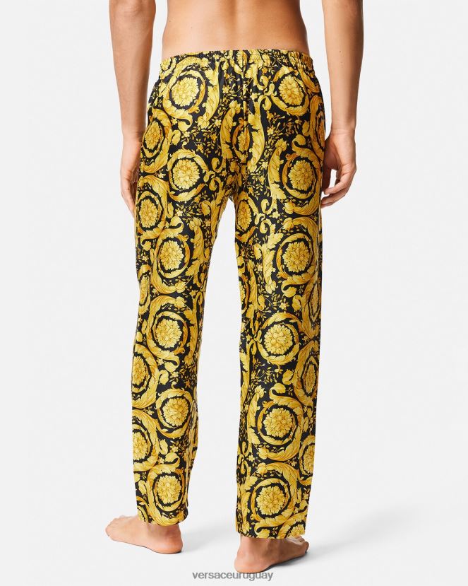 Versace pantalones de pijama de seda con estampado barroco hombres imprimir ropa interior y ropa de playa H88R0H1736