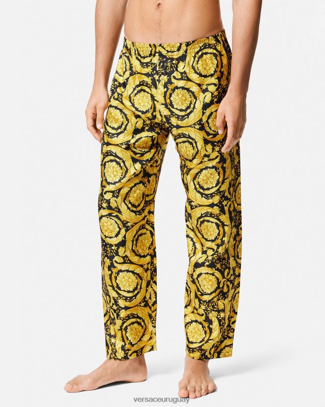 Versace pantalones de pijama de seda con estampado barroco hombres imprimir ropa interior y ropa de playa H88R0H1736