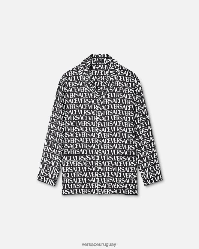 Versace top de pijama integral hombres negro y estampado ropa interior y ropa de playa H88R0H1737