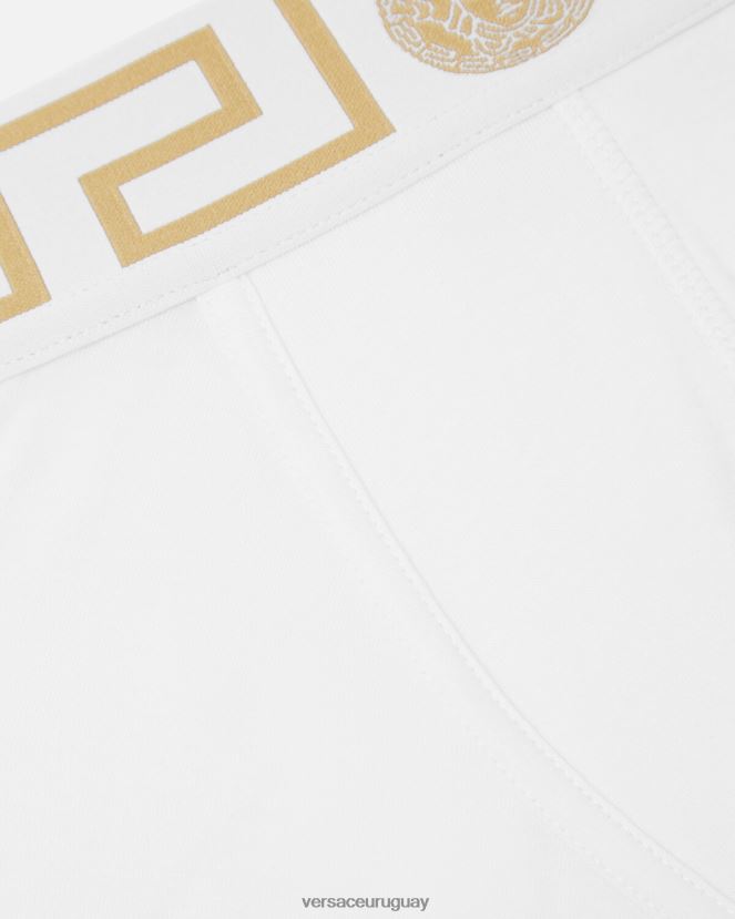 Versace calzoncillos con borde de greca hombres Oro blanco ropa interior y ropa de playa H88R0H1758