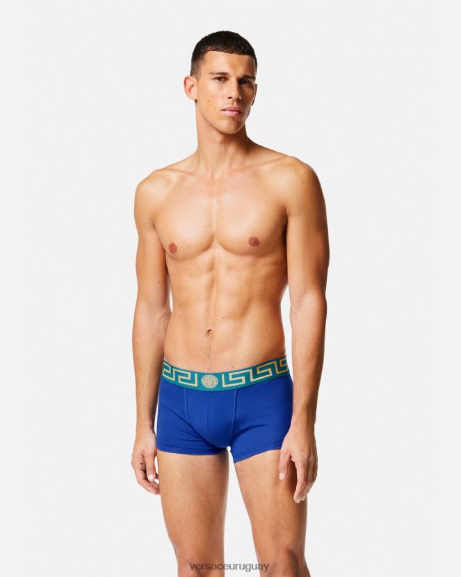 Versace calzoncillos con borde de greca hombres azul ropa interior y ropa de playa H88R0H1745