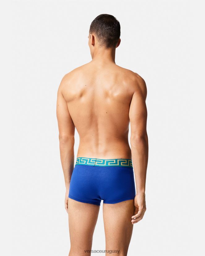 Versace calzoncillos con borde de greca hombres azul ropa interior y ropa de playa H88R0H1745