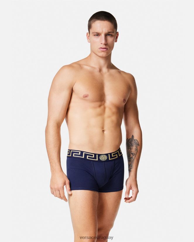 Versace calzoncillos con borde de greca hombres azul ropa interior y ropa de playa H88R0H1756