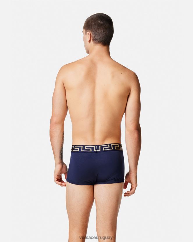 Versace calzoncillos con borde de greca hombres azul ropa interior y ropa de playa H88R0H1756