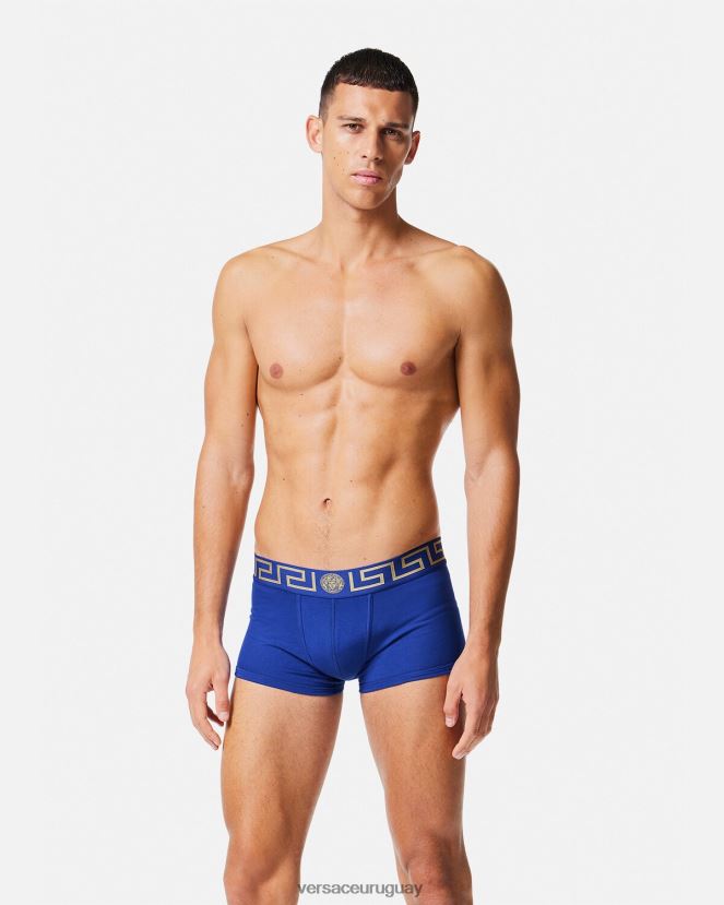 Versace calzoncillos con borde de greca hombres azul ropa interior y ropa de playa H88R0H1757
