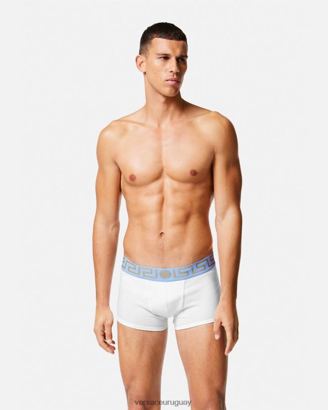 Versace calzoncillos con borde de greca hombres blanco ropa interior y ropa de playa H88R0H1744