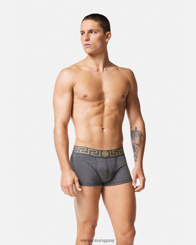 Versace calzoncillos con borde de greca hombres gris ropa interior y ropa de playa H88R0H1759