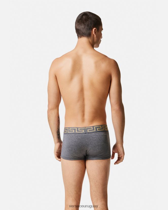 Versace calzoncillos con borde de greca hombres gris ropa interior y ropa de playa H88R0H1759