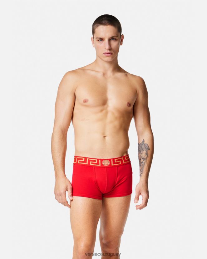 Versace calzoncillos con borde de greca hombres rojo ropa interior y ropa de playa H88R0H1754