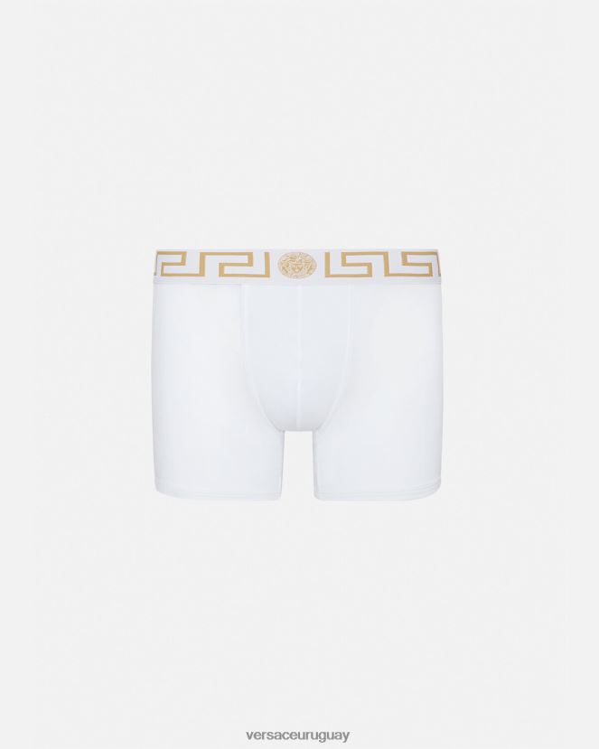 Versace calzoncillos largos con borde de greca hombres Oro blanco ropa interior y ropa de playa H88R0H1767