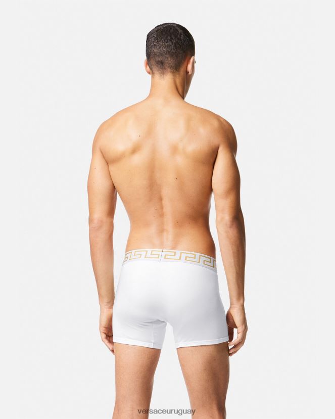 Versace calzoncillos largos con borde de greca hombres Oro blanco ropa interior y ropa de playa H88R0H1767