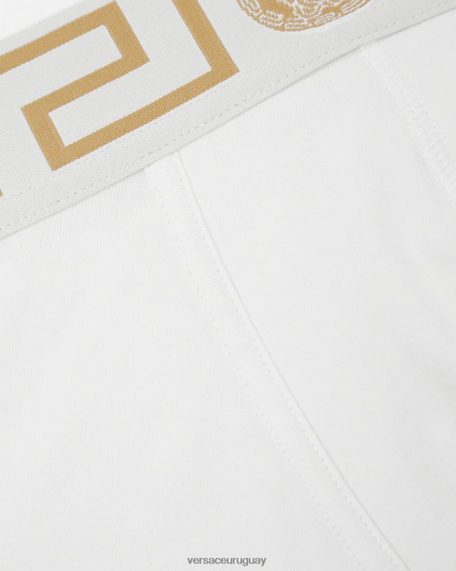 Versace calzoncillos largos con borde de greca hombres Oro blanco ropa interior y ropa de playa H88R0H1767