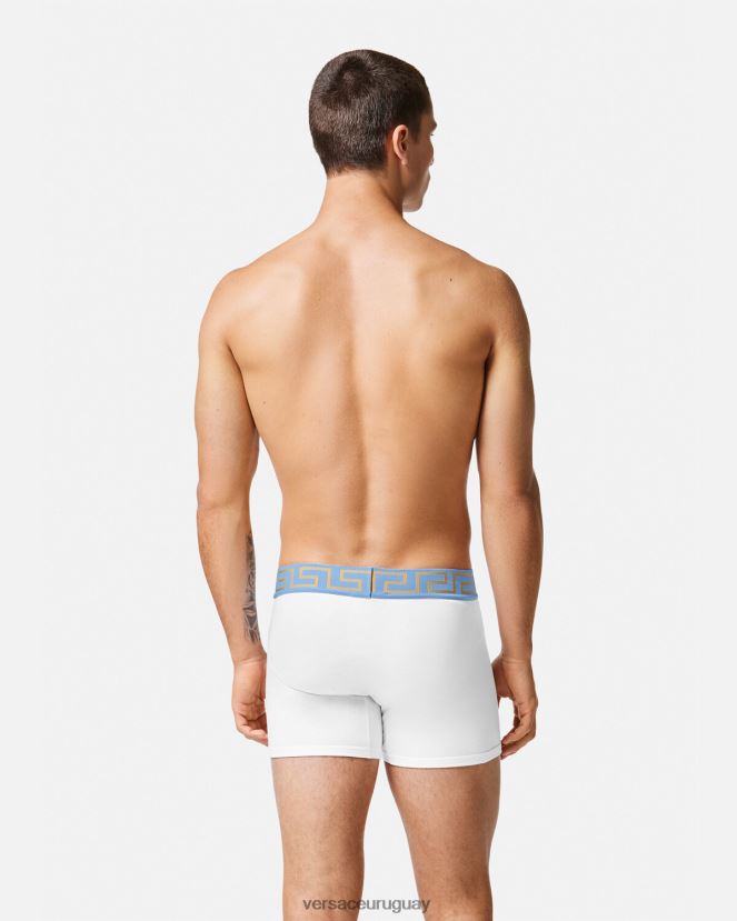 Versace calzoncillos largos con borde de greca hombres blanco ropa interior y ropa de playa H88R0H1746