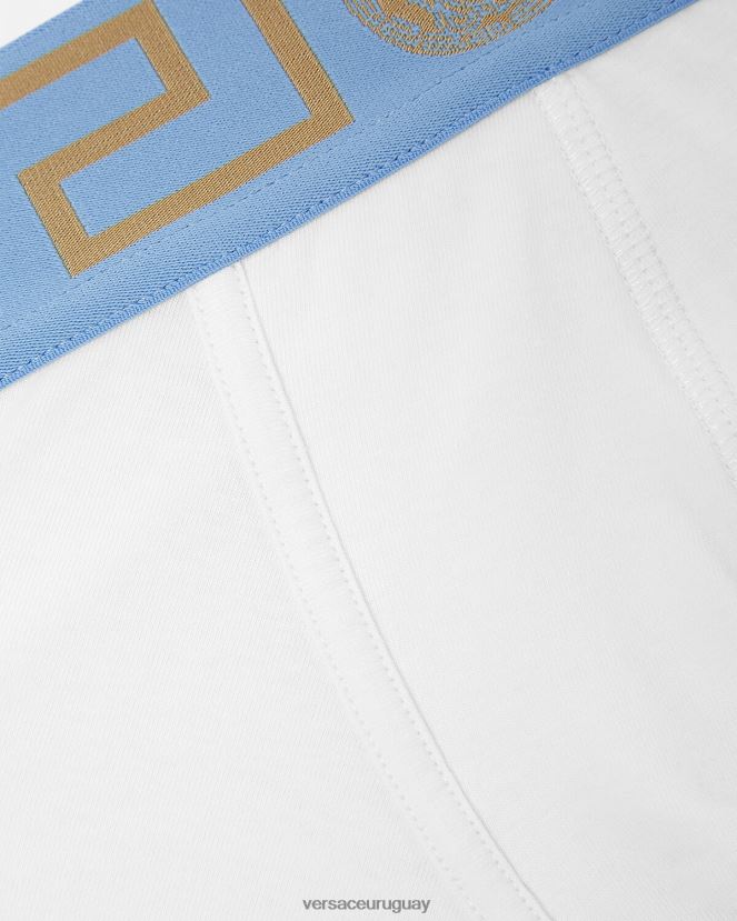 Versace calzoncillos largos con borde de greca hombres blanco ropa interior y ropa de playa H88R0H1746