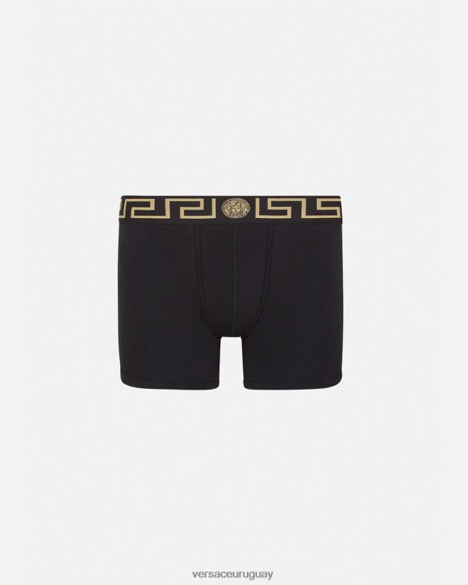 Versace calzoncillos largos con borde de greca hombres negro ropa interior y ropa de playa H88R0H1765
