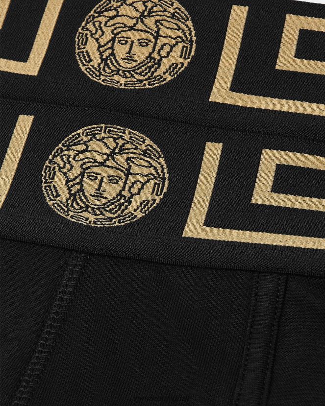 Versace pack de 2 calzoncillos con borde con greca hombres negro ropa interior y ropa de playa H88R0H1753