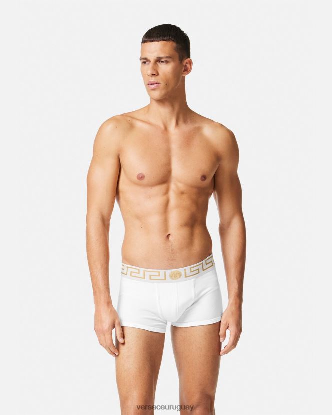 Versace pack de 3 calzoncillos con borde con greca hombres Oro blanco ropa interior y ropa de playa H88R0H1749