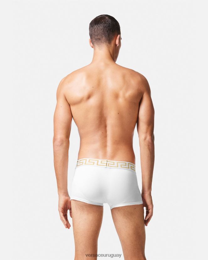 Versace pack de 3 calzoncillos con borde con greca hombres Oro blanco ropa interior y ropa de playa H88R0H1749