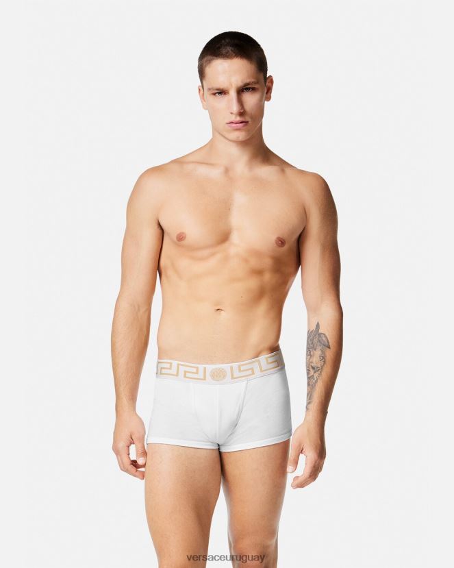 Versace pack de 3 calzoncillos con borde con greca hombres blanco y negro y gris ropa interior y ropa de playa H88R0H1751