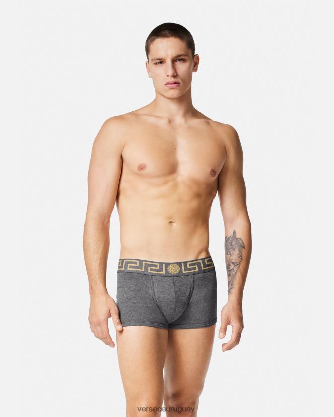Versace pack de 3 calzoncillos con borde con greca hombres blanco y negro y gris ropa interior y ropa de playa H88R0H1751