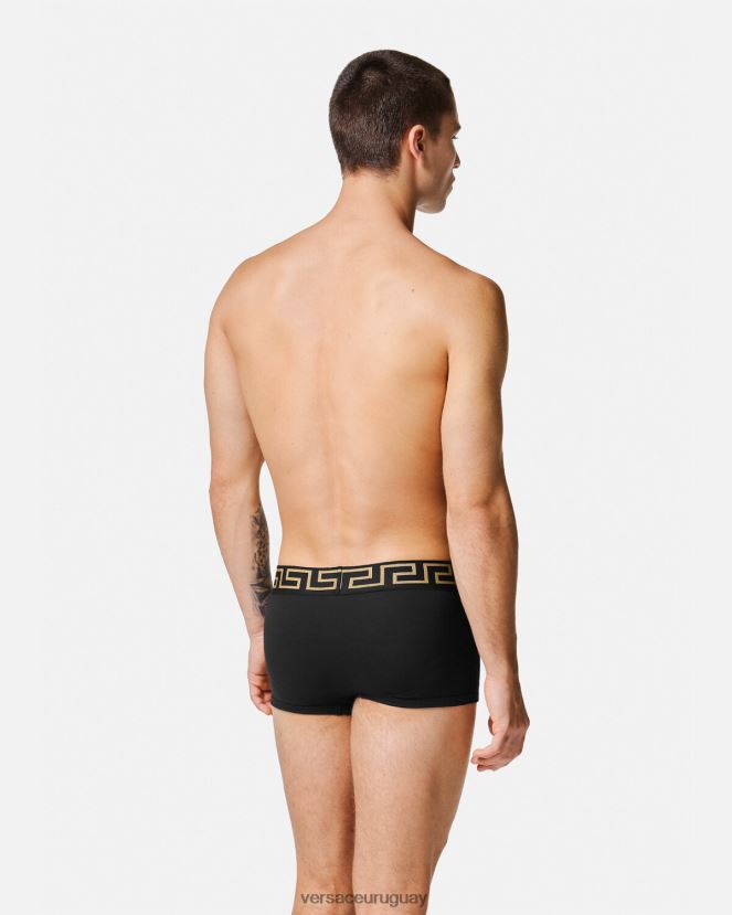 Versace pack de 3 calzoncillos con borde con greca hombres negro ropa interior y ropa de playa H88R0H1750