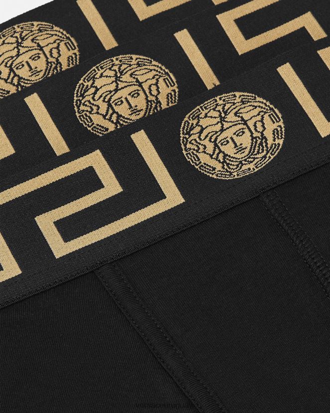 Versace pack de 3 calzoncillos con borde con greca hombres negro ropa interior y ropa de playa H88R0H1750